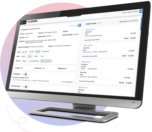 Salon CRM software for clients management