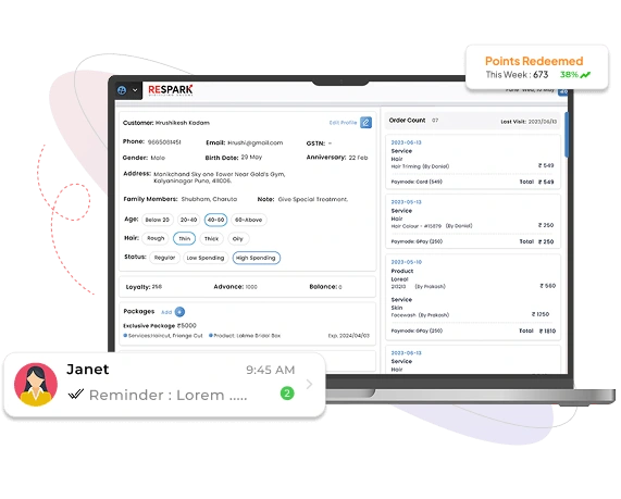 Client engagement with Respark salon CRM software